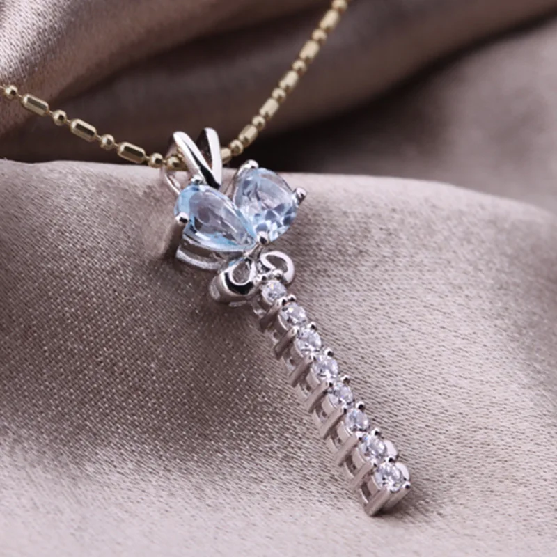 Женская цепочка с кулоном серебро 925 пробы голубым топазом|jewelry supplies chain|jewelry mens