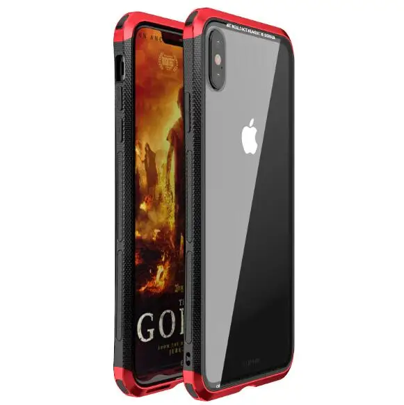 Tongdaytech металлический бампер чехол для Iphone XS MAX XR X ультра тонкий чехол из закаленного стекла Funda Coque чехол PC чехол для Iphone X XS XR - Цвет: Red Black