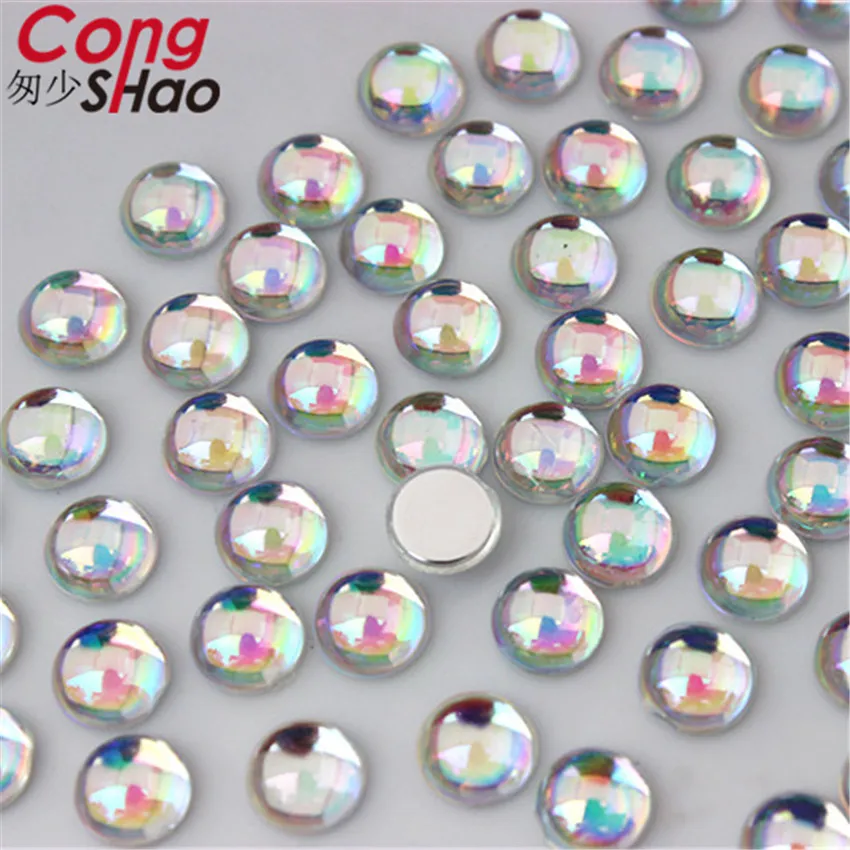 Cong Shao 500 шт 6 мм 3D Советы для дизайна ногтей ясные AB плоские с оборота акриловые