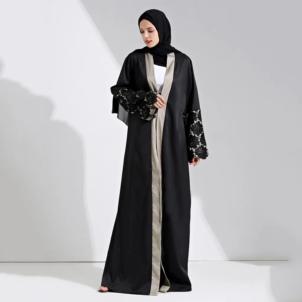Модное мусульманское платье Abaya кружевной боковой кардиган женское классическое