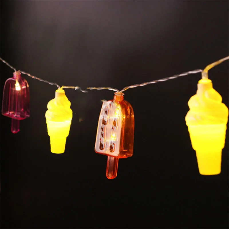 Colorful LED Ice Cream Light String Creative Popsicle Holiday Lamp Battery Box Christmas Bedroom Children Room Cafe Decor Cute |