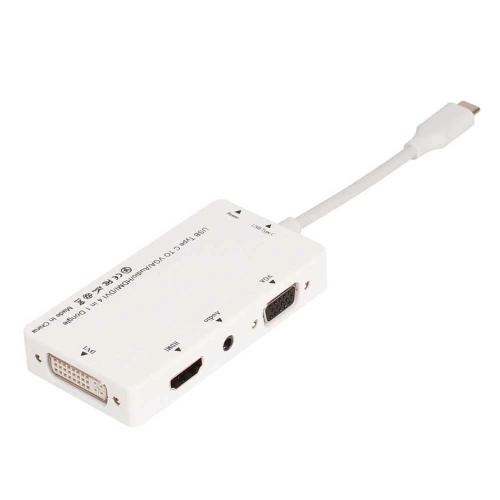 10 шт./лот 4 в 1 1080P USB 3 Тип C к VGA HDMI DVI кабель адаптер для нового MacBook с аудио выходом|hdmi