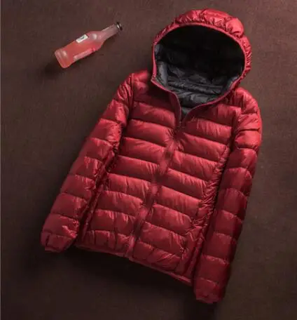 Wine red Black SEDUTMO зимнее пальто размера плюс 3XL на утином пуху, женский ультра-светильник, куртки с капюшоном, двухстороннее пальто, весенняя куртка-пуховик ED657 - Цвет: Wine red Black