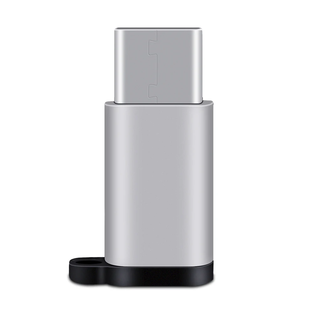 Серебристый Ascromy Micro USB к USB C type-C адаптер Соединительный Брелок Зарядное устройство синхронизации данных для MacBook Google Pixel 2 samsung Note 9 8 LG G6 - Цвет: Серебристый