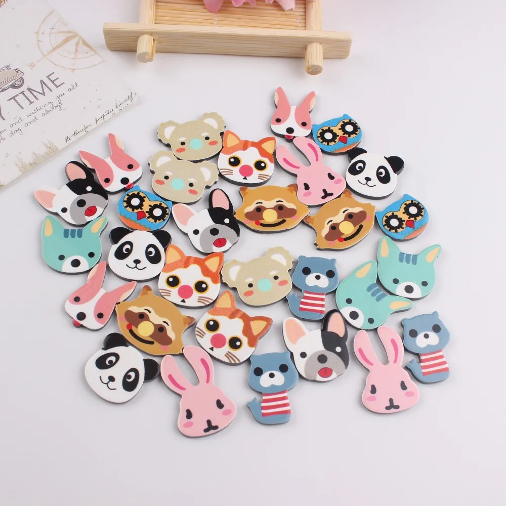 

50pcs/lot resin cabochons accessories kawaii planar resin animals mix for kids hair