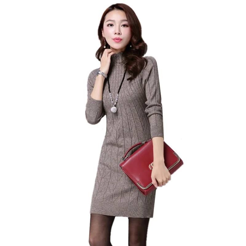 Женское длинное платье свитер сезон осень зима 2018 плотные теплые пуловеры с