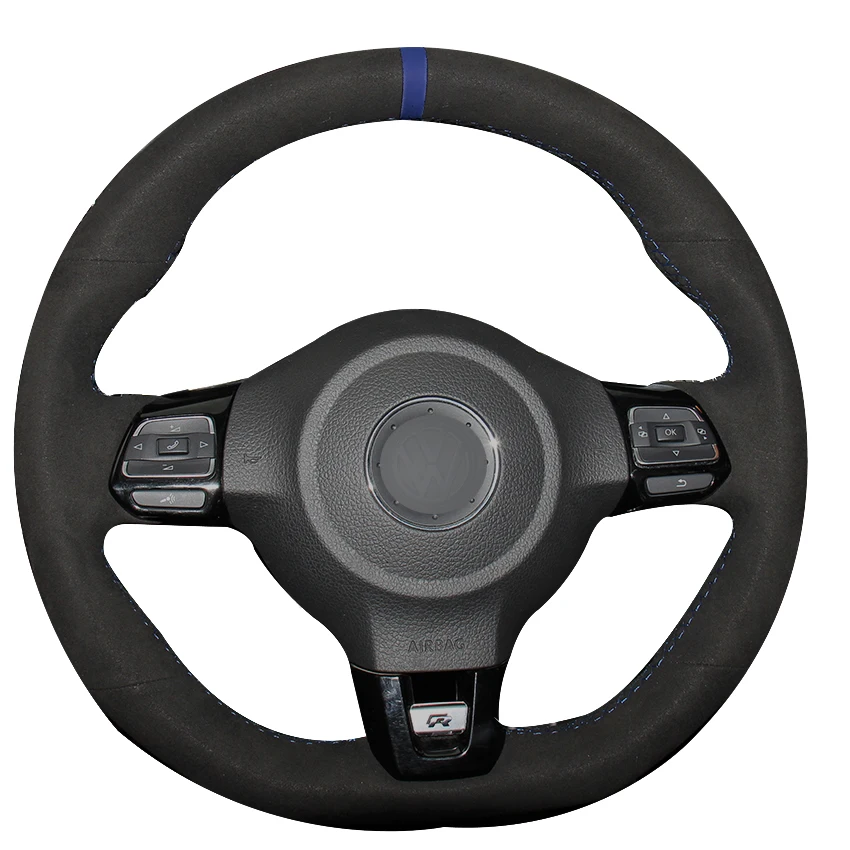 Черная замша для Volkswagen Golf 6 GTI MK6 VW Polo Scirocco R Passat CC Line 2010|car steering wheel cover|steering coverwheel cover |