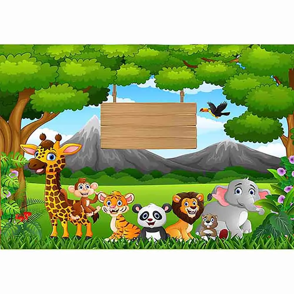 Фон для фотосъемки Funnytree с изображением животных из мультфильмов темативечерние
