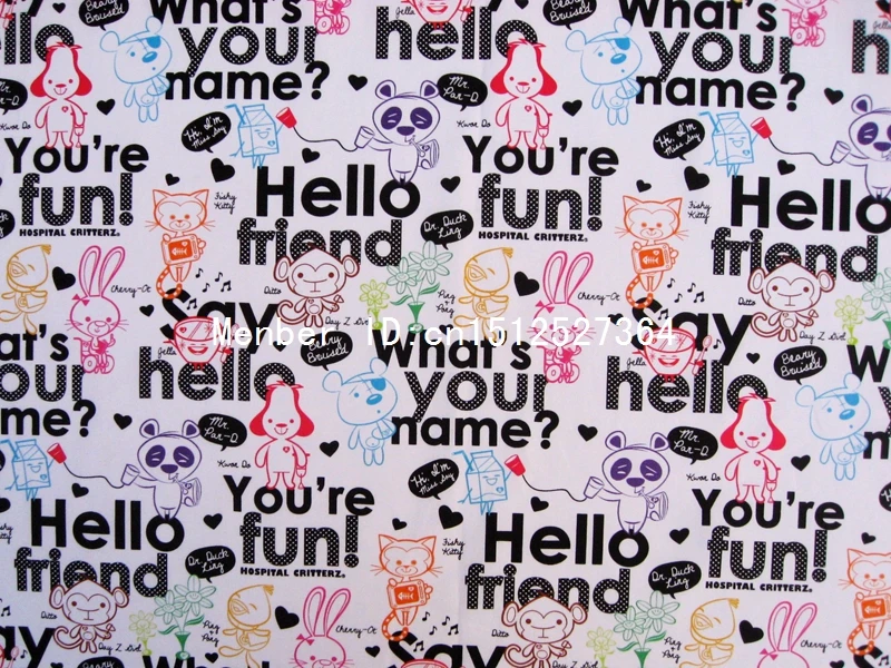 066 - Cotton Fabric for handmade textile cloth Animals Rabbit Dog Bear Cat Panda | Дом и сад