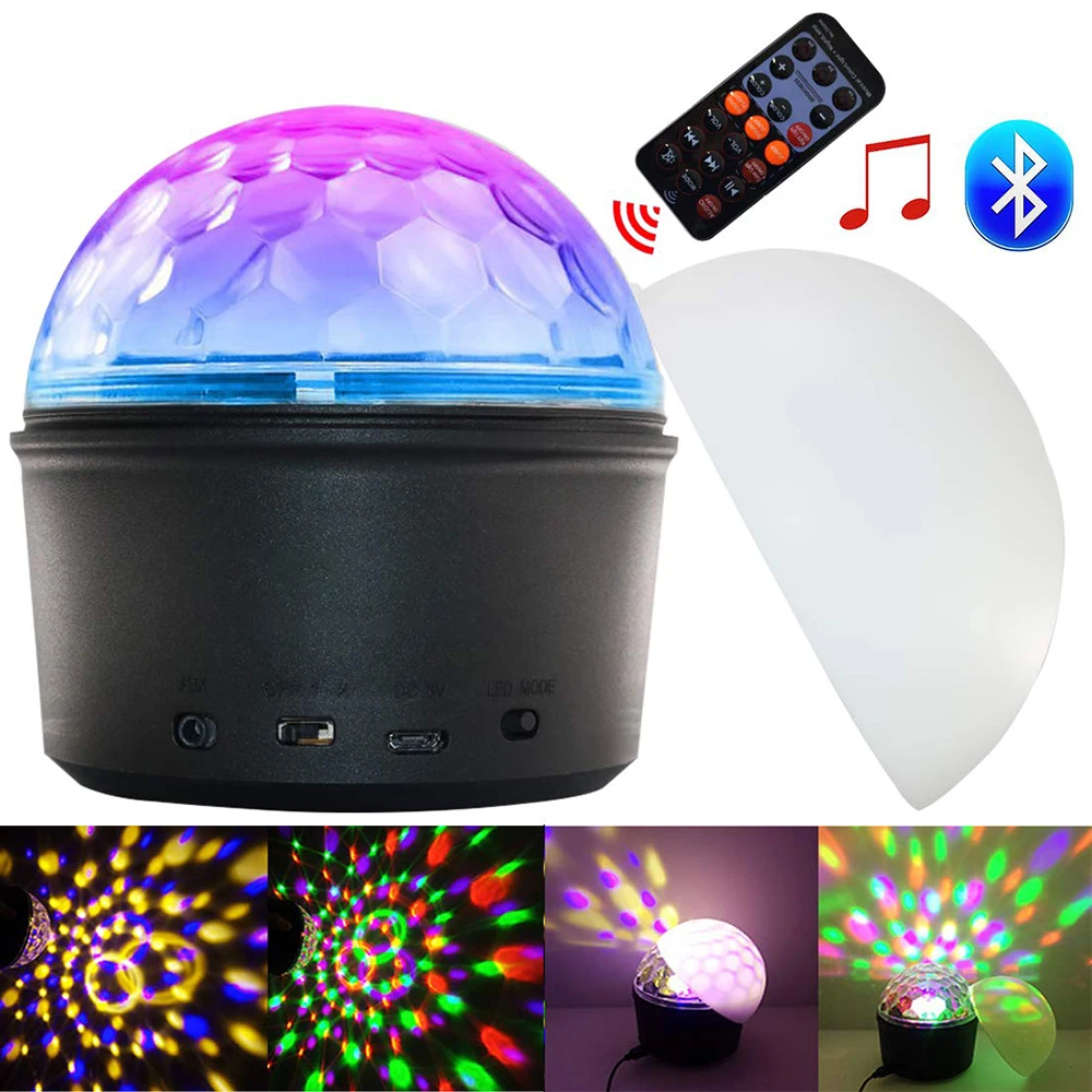 

USB Disco Lights Led Crystal Magic Ball Light 9 Colors Sound Activated Projector Lamp With Bluetooth Speaker Remote Control