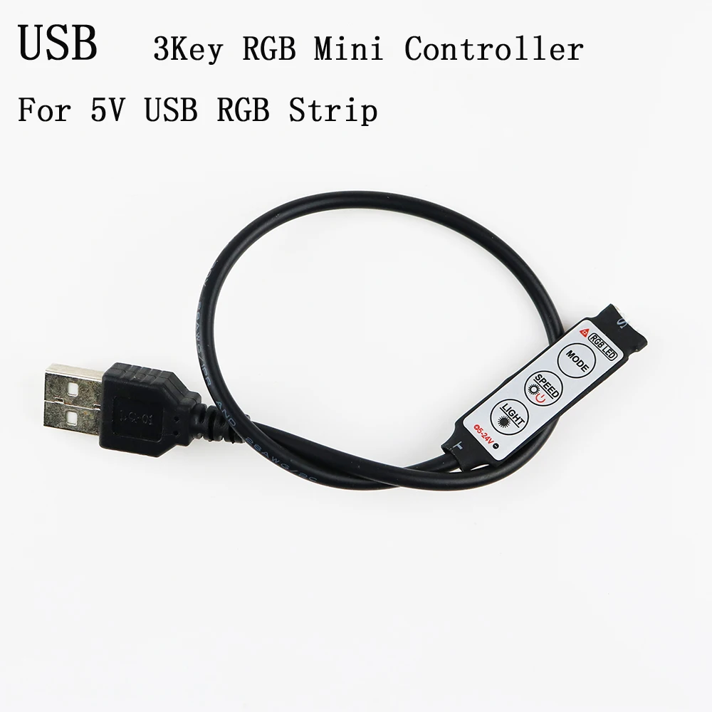 

DC 5V USB RGB 3K Mini Controller dimmer 19 Dynamic Modes 20 Color with Female DC connector for 5V USB RGB Strip Home Decoration