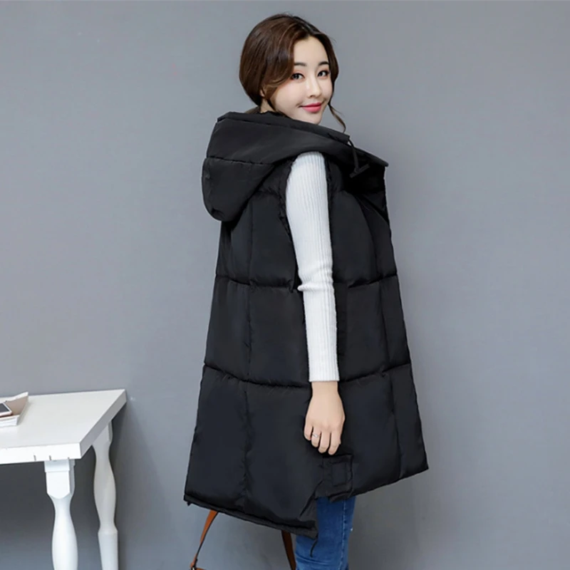 Новое поступление 2017 Женская осенне-зимняя куртка жилет средней длины с
