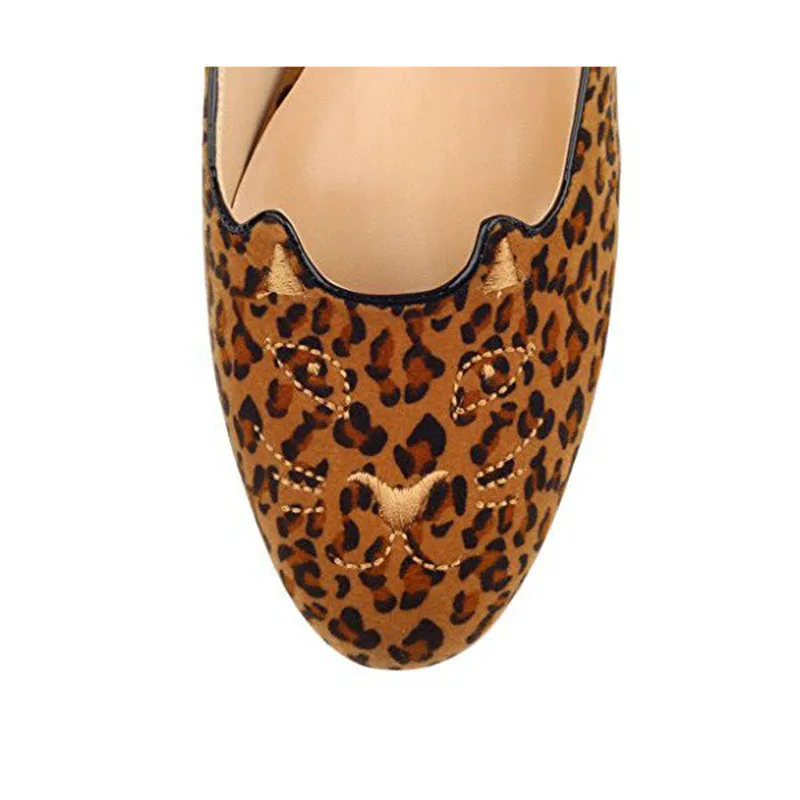 Женские коричневые замшевые туфли на плоской подошве с леопардовым принтом и