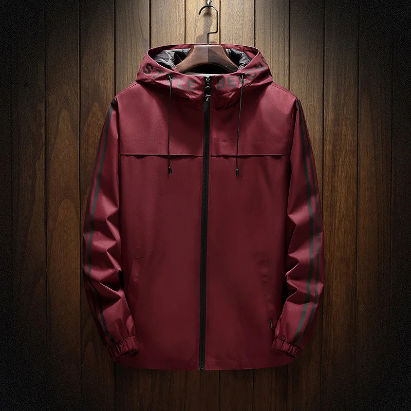 Men Jackets Spring Autumn Casual Bomber Jacket Male Zipper Slim Fit Hooded Coats Solid Striped Baseball Windbreaker | Мужская одежда