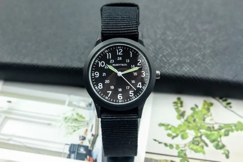all black 2019Nazeyt Брендовые спортивные часы со светящимися стрелками для мальчиков и девочек с нейлоновым ремешком, подарок, часы унисекс с простым циферблатом - Цвет: all black