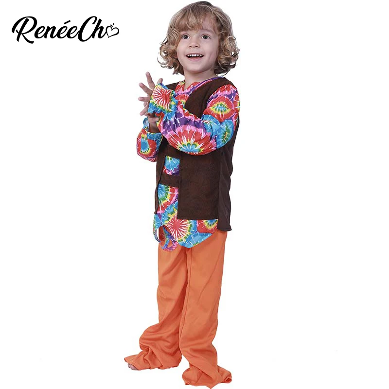 

2018, детский костюм на Хэллоуин, Костюм хиппи для мальчиков, Детский костюм для косплея мира и любви на карнавал, вечеринку, костюм для мальчи...