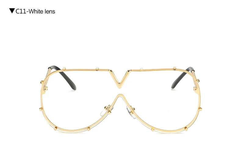 White Lens DesolDelos Лидер продаж Новое поступление V большие солнцезащитные очки Для женщин Брендовая Дизайнерская обувь Для мужчин Роскошные зеркальные солнцезащитные очки без оправы - Цвет линз: White Lens