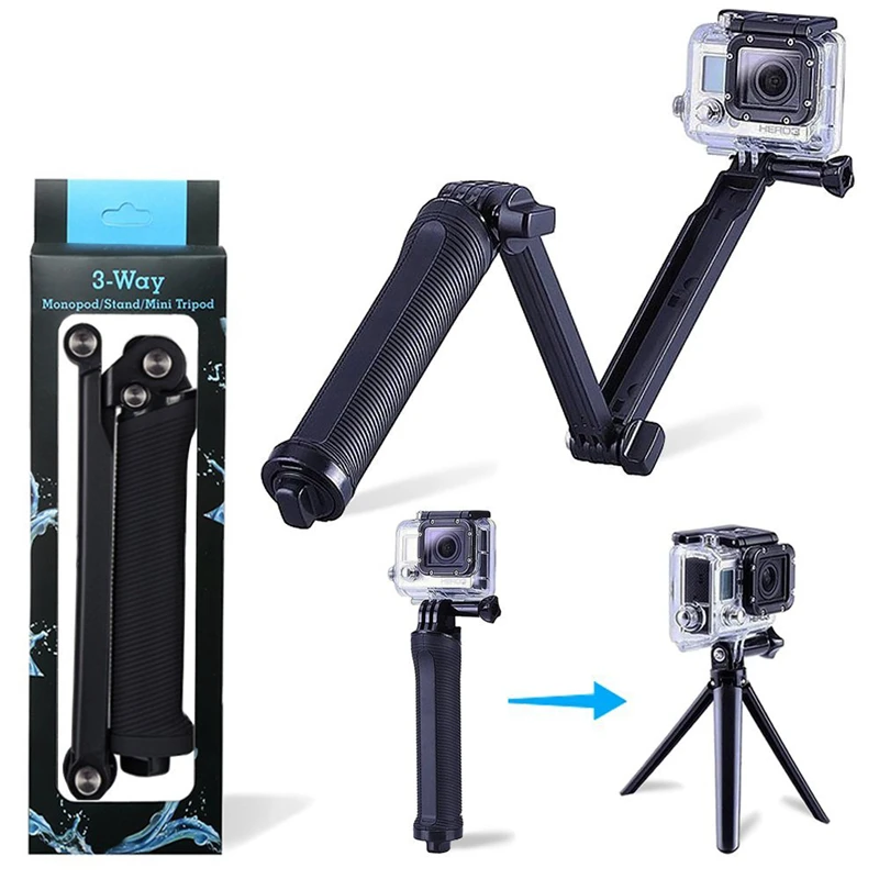 3 сторонняя портативная селфи палка Gopro Складная Выдвижная стойка для камеры