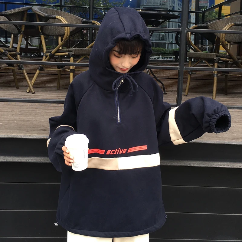 Новинка зимы, Корейская Ulzzang, модная свободная толстовка с капюшоном и надписью ins, веселые топы, Harajuku, Повседневная Женская толстовка