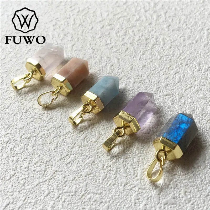 Кварцевая подвеска пионт FUWO граненная Друза с 24 каратным золотом