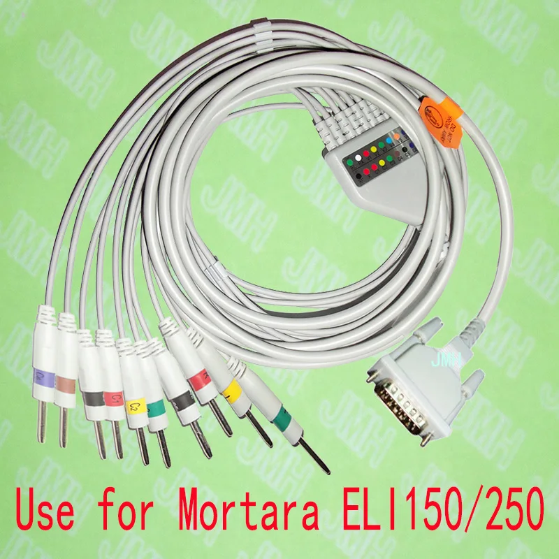

Compatible with Mortara ELI 150/250 the EKG 10 lead,One-piece ECG cable and leadwires,15PIN,3.0DIN,IEC or AHA.