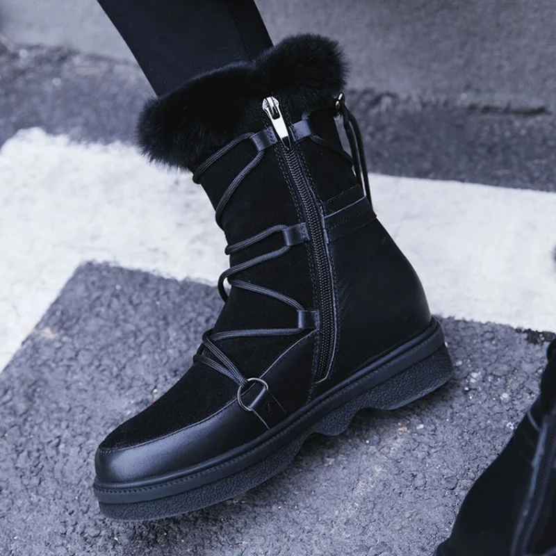 Zapatos De Mujer женские зимние модные повседневные шерстяные ботинки с перекрестной