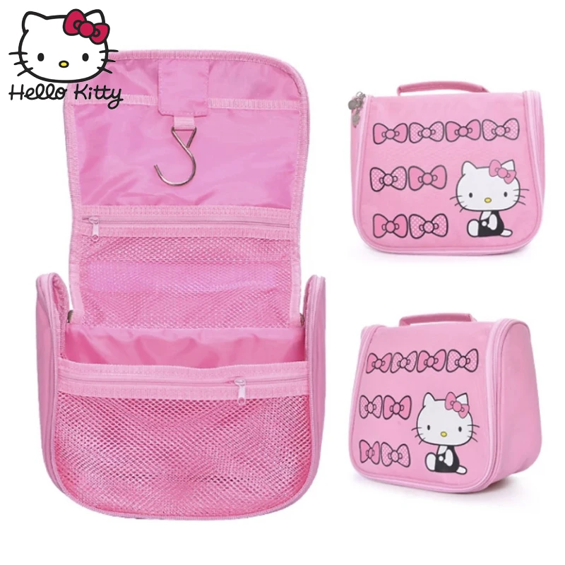 Hello kitty, Женский чехол для мытья, рюкзаки, милая косметичка, сумка для путешествий, для девочек, удобная сумка на запястье, косметичка, косметичка