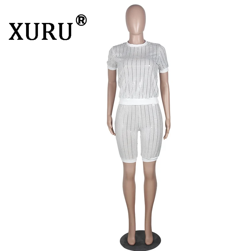 Женский комбинезон с блестками XURU белый/коричневый клубный трико для вечеринок и