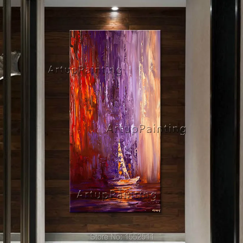 Абстрактная масляная живопись ручная роспись лодка парусное судно холст картины