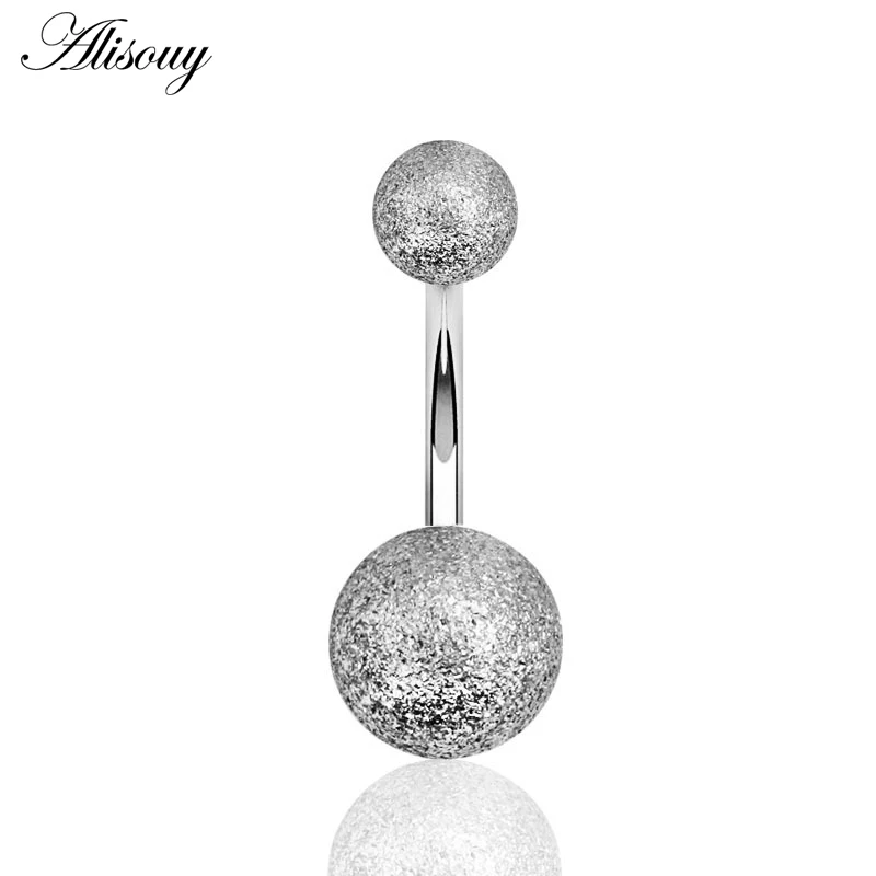 Silver Alisouy 1 шт. стальной пирсинг ombligo 14 г розовое золото живот пирсинг пупка Кнопка Пирсинг подвеска в пупок ювелирные изделия для пирсинга тела - Окраска металла: Silver
