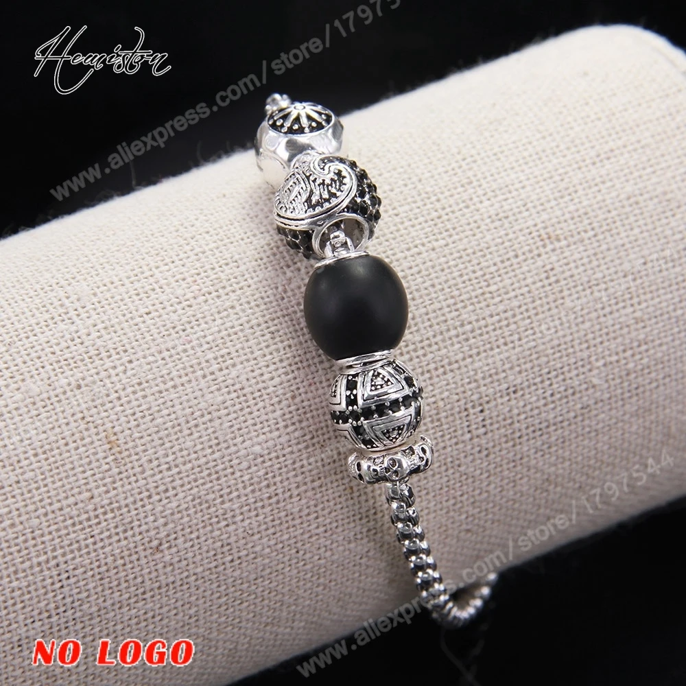 Томас KM браслет из бисера с поперечным маори черный обсидиан бусины фиксатор в