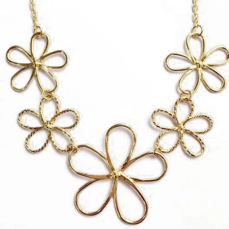 

Wholesale New-Fashion-Sweet Design Collar Metal Flower Necklace