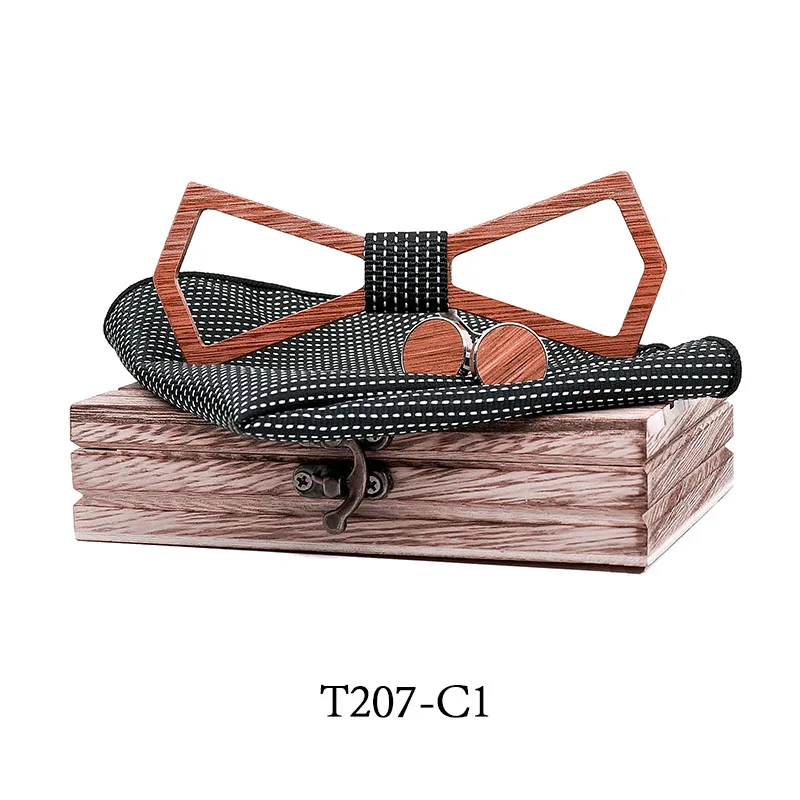T207-C1 Mahoosion Новое поступление Мужской деревянный бант в форме галстука-бабочки полые вырезанные деревянные бабочки-галстуки для мужчин s свадебные костюмы - Цвет: T207-C1
