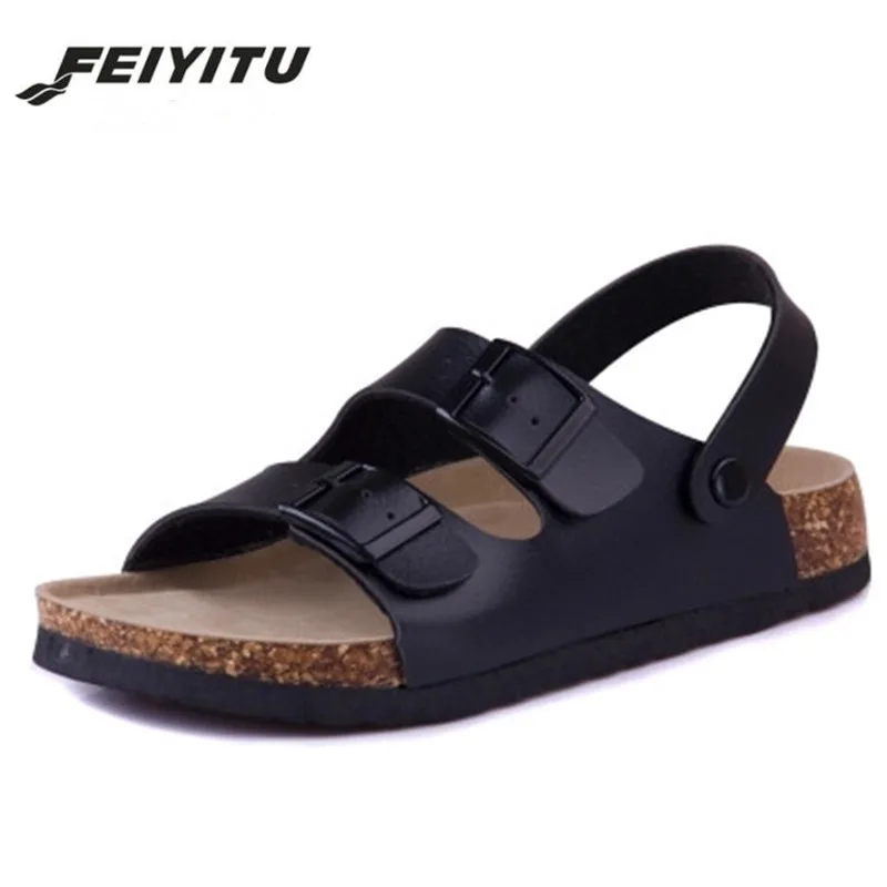 Женские пляжные шлепанцы FeiYiTu черные/белые/коричневые сандалии на плоской