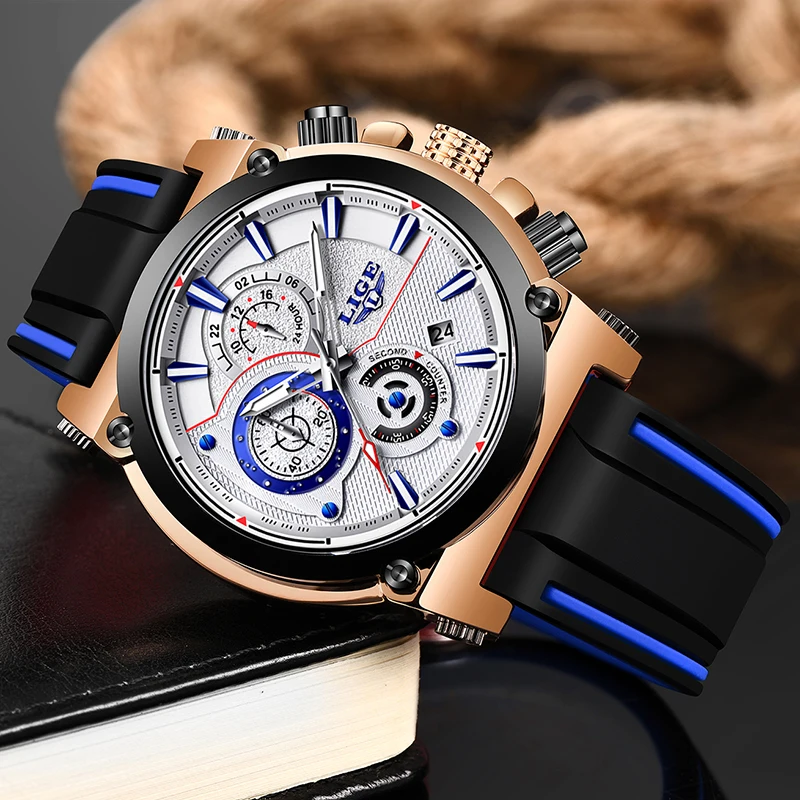 LIGE новые мужские часы Топ люксовый бренд уникальные спортивные кварцевые с датой