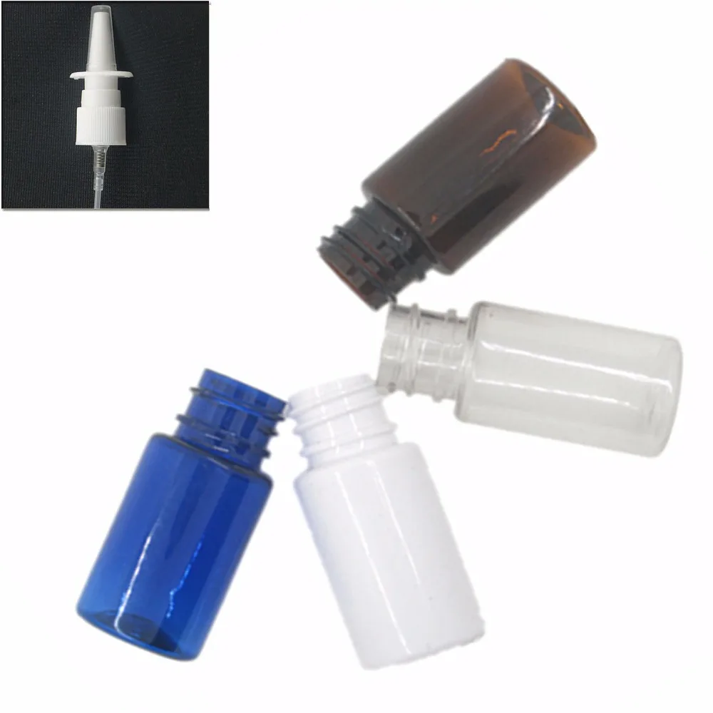 Пустая Янтарная/прозрачная/белая пластиковая носовая Бутылка 10 мл бутылка для