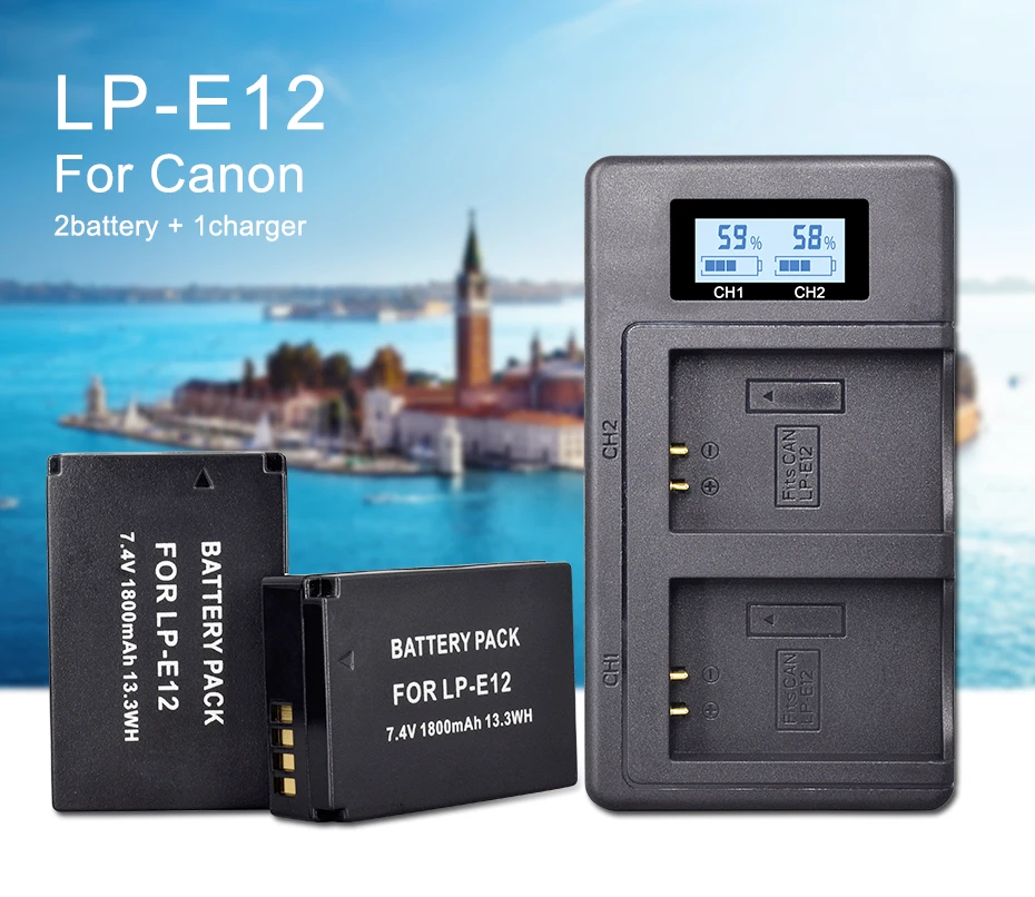 3 шт. 1800 мАч LP-E12 LPE12 LP E12 Аккумулятор для камеры AKKU+ ЖК USB зарядное устройство для Canon M 100D Kiss X7 Rebel SL1 EOS M10 EOS M50 DSLR