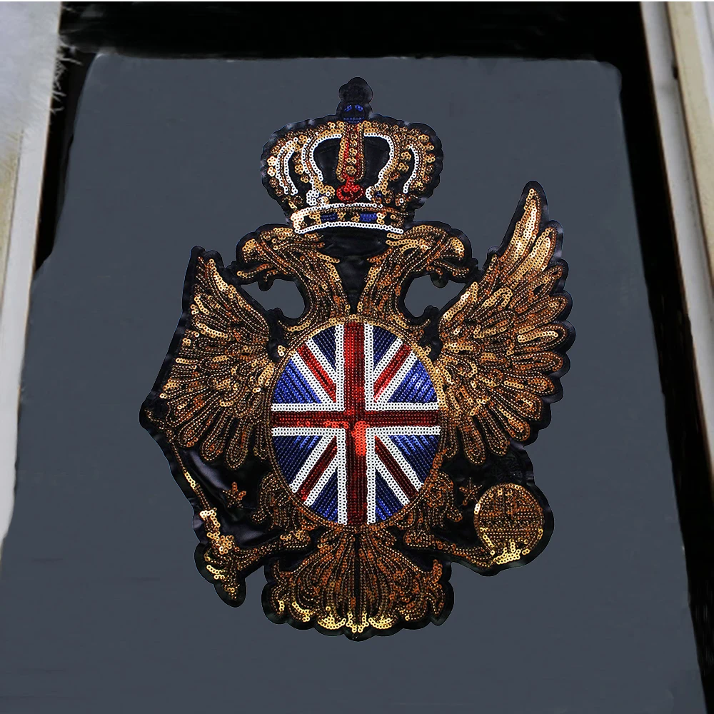 1pc United Kingdom Flag Crown Wing Applique Personality Embroidery Sequin Badges Sew on Patch for Clothes Jacket Jeans P65 | Дом и сад