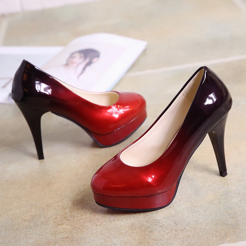 Женские туфли лодочки на платформе CPI модные из лакированной кожи тонком каблуке