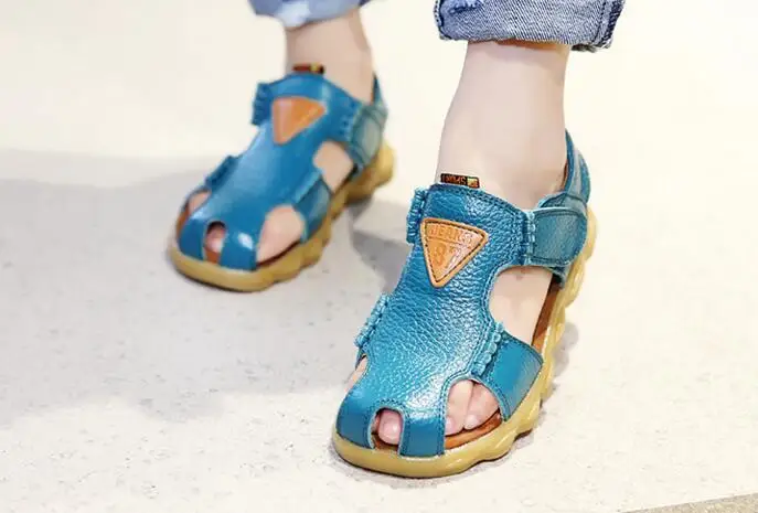 2017 летние сандалии для мальчиков Baotou кожаные детские из воловьей кожи больших