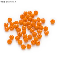50 piece orange crystal glass rondelle quartz faceted beads diy jewelry findings fit necklace bracelet making for women 4 8mm