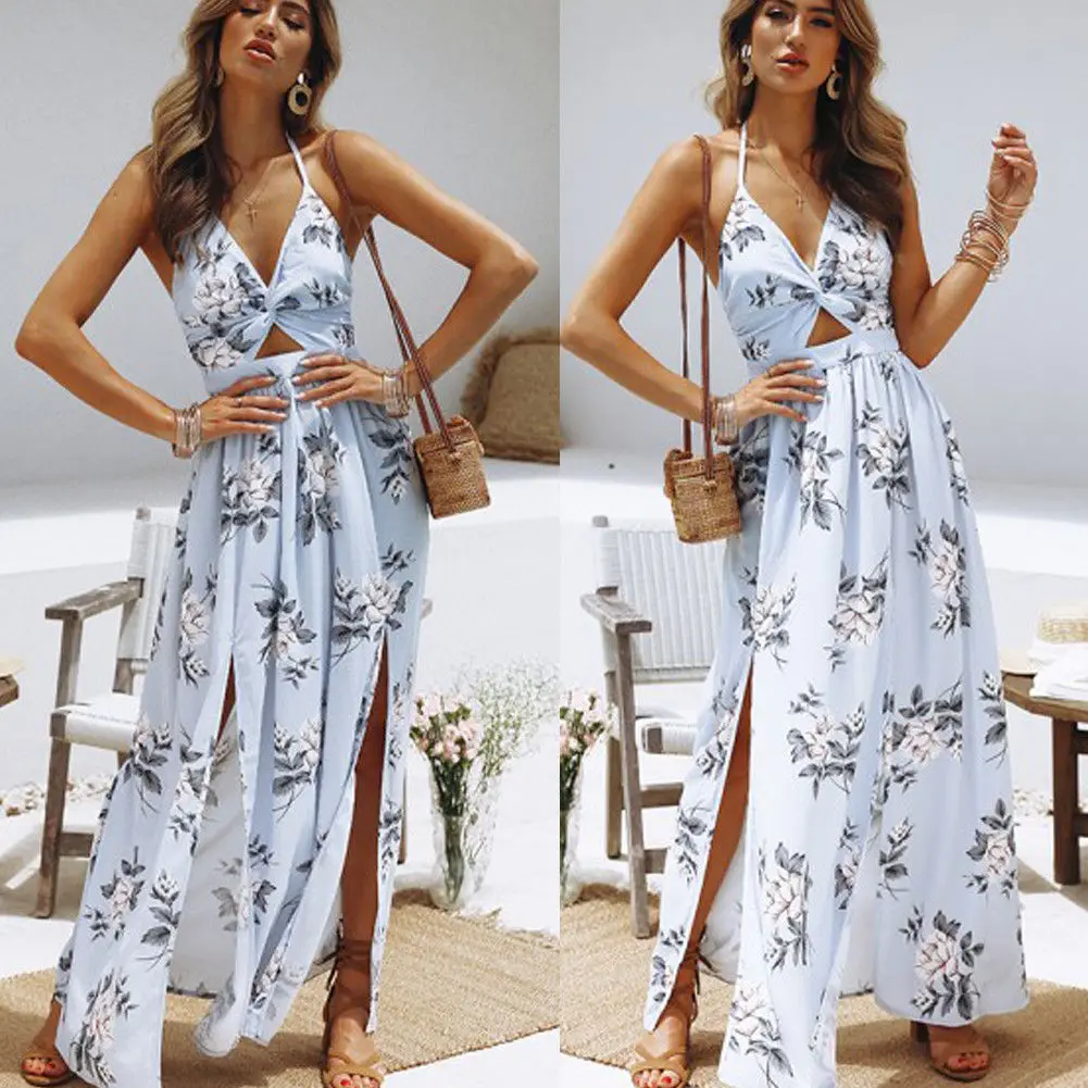 Для женщин Лето Boho шифон вечернее пляжное платье длинные платья макси Сарафан |