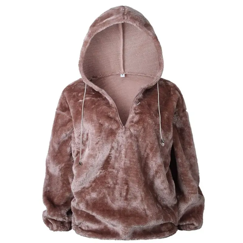 

Winter/Autumn Outwear Women Fashion Irregular Sweatshirt Plush Hoodies Sweatshirt Long Sleeve Hooded Casual Pullovers