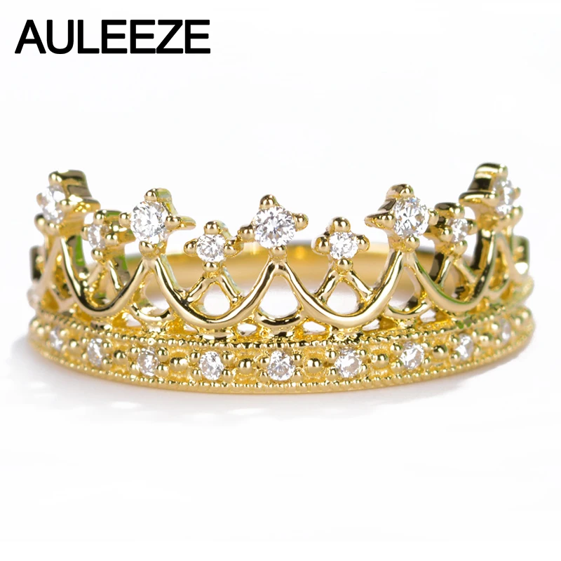 AULEEZE элегантное Золотое кольцо с короной принцессы обручальное настоящим