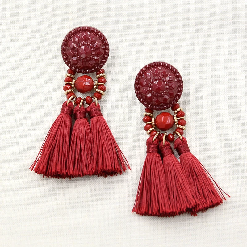 Модные женские маленькие тканевые серьги с кисточками, Boho ювелирные изделия ручной работы, Aretes De Mujer Boucle D'oreille Femme, летние серьги с бахромой