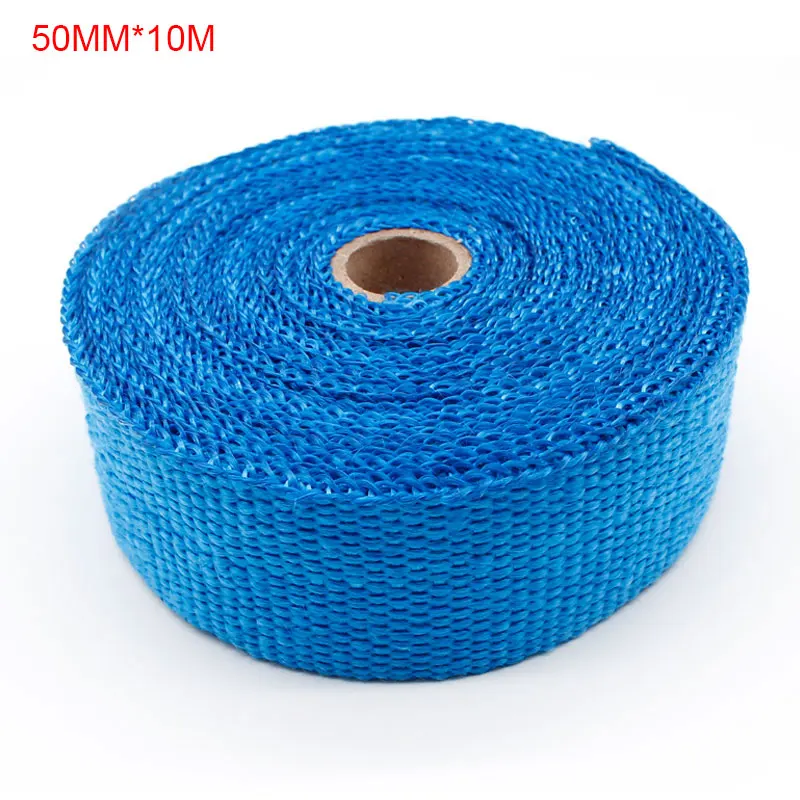 10M Blue Ловкие 5/10M Титан тепла выхлопных газов Обёрточная бумага рулон для автомобилей и мотоциклов, стекловолоконная Защитная обертка лента коллектор заголовок изоляция рулон ткани - Цвет: 10M Blue
