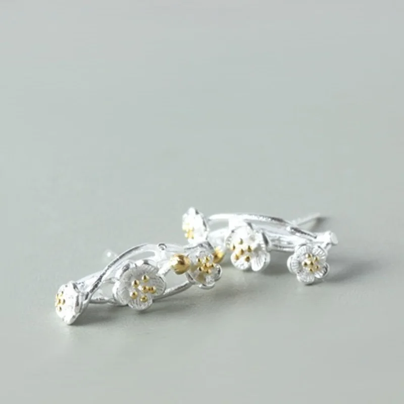 Женские сережки гвоздики Sakura серебристые золотые серьги для дня рождения и