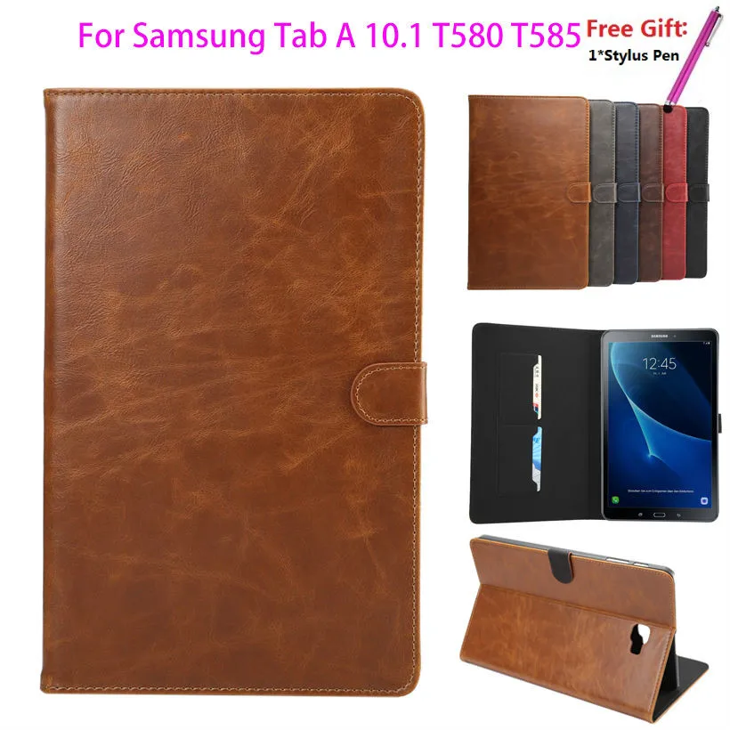 Чехол с узором Crazy Horse для Samsung Galaxy Tab A A6 10 1 2016 T580 T585 SM планшет откидной крышкой