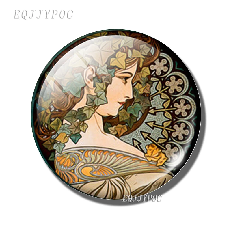 pack of 1 Альфонс Мария Муха арт Зодиак-плюща-фрукты-Gismonda стеклянные магнитные магниты на холодильник для холодильников для украшения дома - Цвет: pack of 1