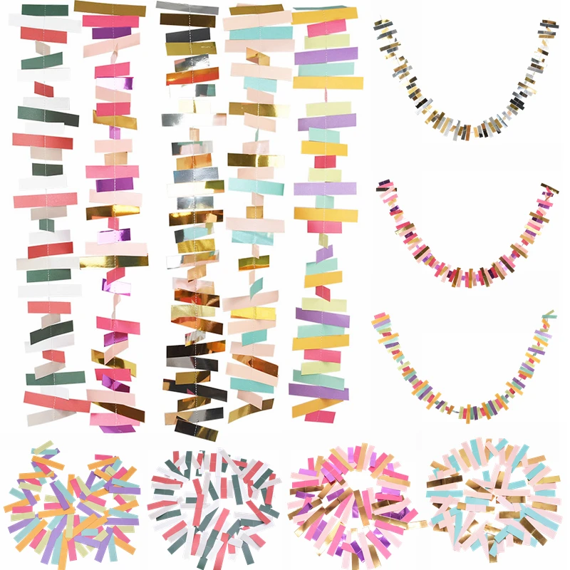 2 м Необычные прямоугольные бумажные гирлянды для свадьбы дня рождения вечеринки